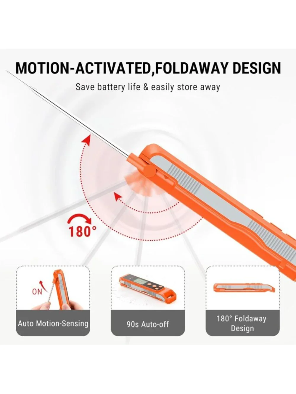 2-in-1 Instant Read Cooking Thermometer - Infrared & Meat Probe, Non-Contact